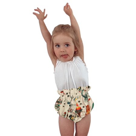 

AIMAOMI Toddler Baby Girl Basic Plain Crushed Print Bloomers Shorts Loose Shorts H