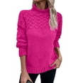 thumbnail image 5 of Women's High Neck Knit Sweater Winter Warm Long Sleeve Pullover Solid Color Casual Top, 5 of 9