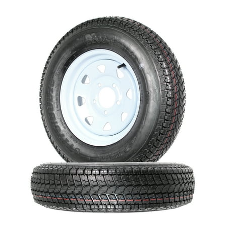 2-Pack Trailer Tire On Rim ST175/80D13 175/80 D 13 in. LRC 5 Hole White Spoke