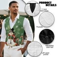 thumbnail image 6 of Yuyamidu Snowman Men's V-Neck Business Vests with 3 Pockets Green Christmas Formal Dress Vest for Suit Tuxedo Casual 4 Button Waistcoat Size M, 6 of 7
