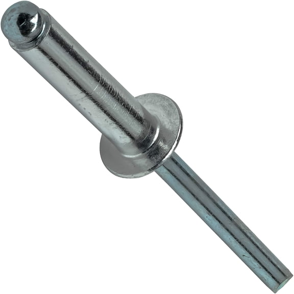 Fastenere Pop Rivets 1/8" x 1/2"(100 pcs) Aluminum Body Steel Mandrel, Heavy Duty, Open End, Low Carbon Steel, Dome Head Blind Rivets, Corrosion Resistant & High Shear Strength, 4-8 Gap .376" - .500"