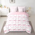 thumbnail image 2 of Manfei Cute Bowknot Bedding Sets Twin Size,Girls Ribbon Bow Comforter Sets with Sheets,Pink White Bed in a Bag Twin Size For Girl,Breathable Bedroom Decor Reversible,7-Piece, 2 of 7