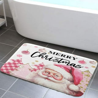 Santa Paws Bathroom Rug, Christmas Bath Mats, Dog Bathroom Rug