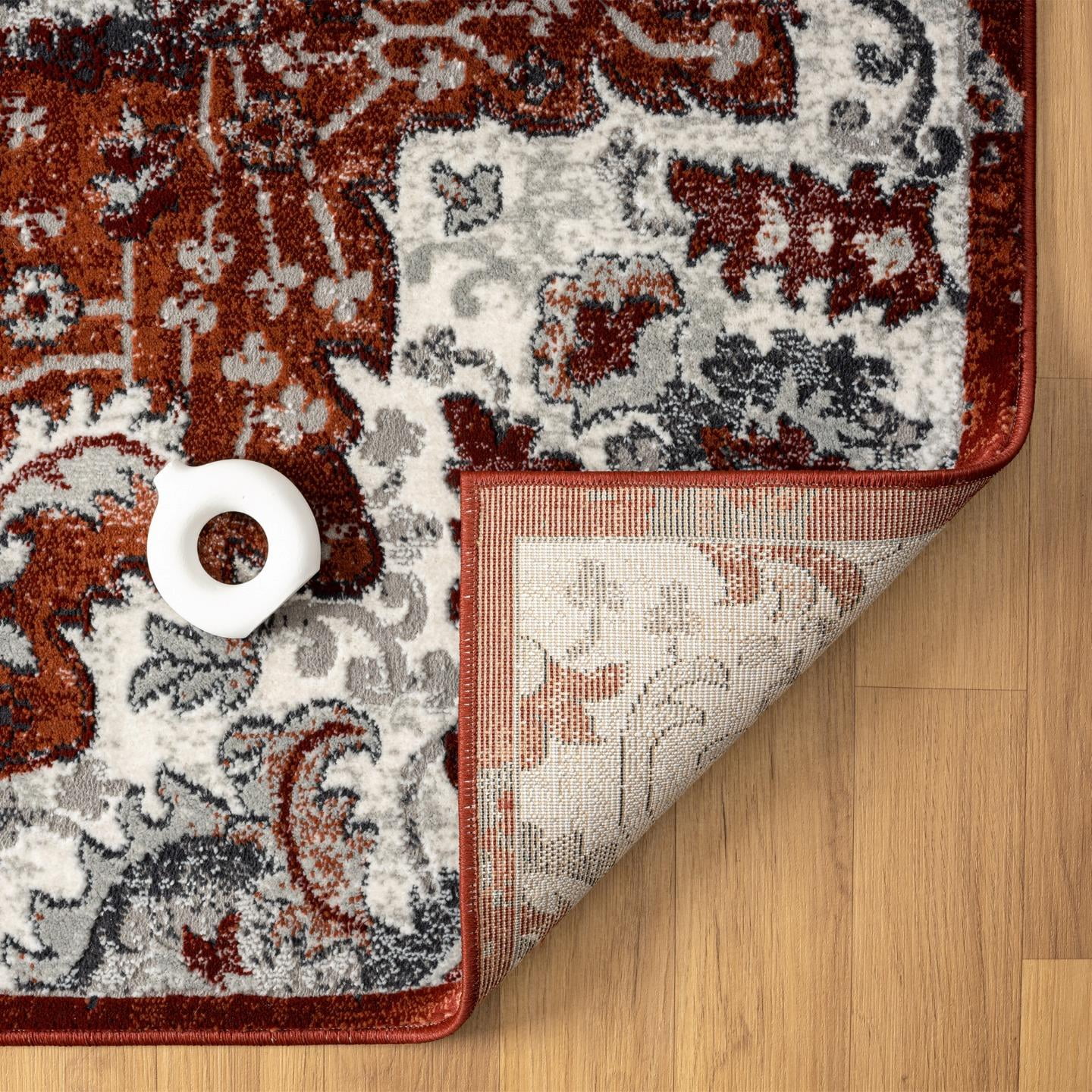 Luxe Weavers Moroccan Red 4x5 Medallion Area Rug, Floral Living Room Carpet