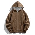 thumbnail image 4 of Gibobby Sudaderas hombre Sudadera de Forro Polar con Cierre Complet Chamarra de Lana para Hombre(Marrón,CH), 4 of 5