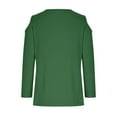 thumbnail image 6 of thefmos Women's Fall Winter Round Neck 3/4 Sleeve Cold Shoulder Blouses Casual Basic Pullover Tops Loose Fit Shirts Trendy Fashion Clothes, Green 2XL, 6 of 6