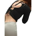 thumbnail image 5 of hirigin Women Shirt Long Sleeve Round Neck Backless Bandage Tops Street Casual Party Street Fall Black White Tops, 5 of 6