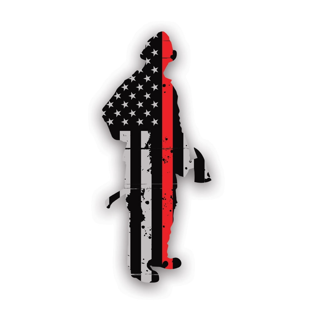 IAFF Union 4" Tattered American Flag Window Decal - 3M Reflective Vinyl, Made In USA, 7-Year Outdoor Guarantee