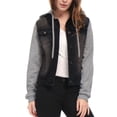 thumbnail image 2 of Día de San Patricio Chaqueta Vaquera Con Capucha Y Cordones En Capas Para Mujer Con Bolsillos Negro XXX-Large, 2 of 5