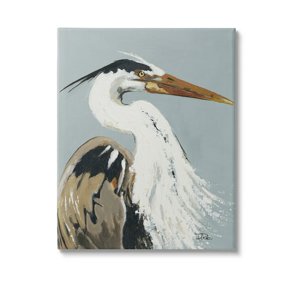 Stupell Industries Heron Looking Right Animals & Insects Painting Gallery Wrapped Canvas Art Print Wall Art, 16 x 20