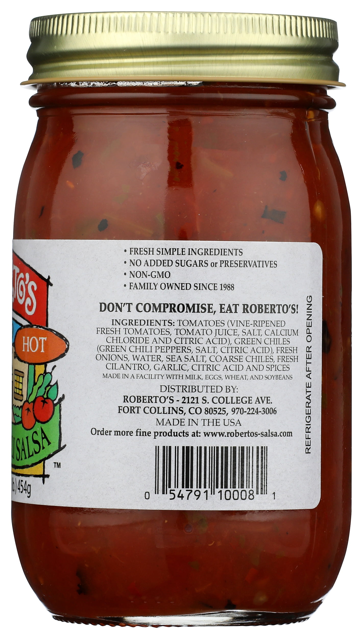 Roberto's Hot Green Chili Salsa, 16 oz, Fresh Gourmet Blend