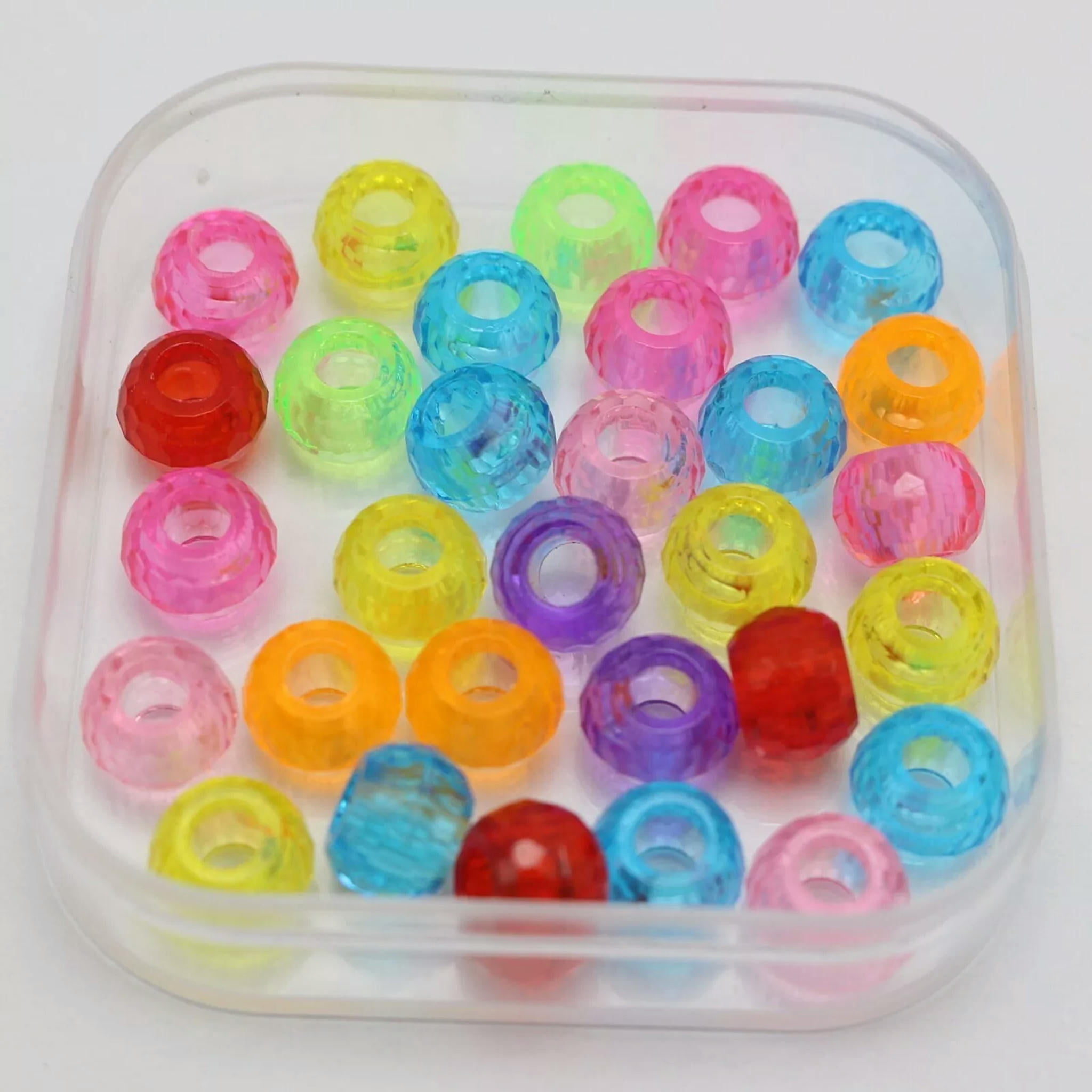 U8MO 1000 Mixed Transparent Color Acrylic Faceted Round Pony Beads 9X6mm Kids Crafts