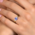 thumbnail image 4 of Gem Stone King 18K Yellow Gold Plated Silver Blue Tanzanite and White Topaz Engagement Ring for Women | 1.18 Cttw | Oval 7X5MM | Gemstone December Birthstone | Size 6, 4 of 6