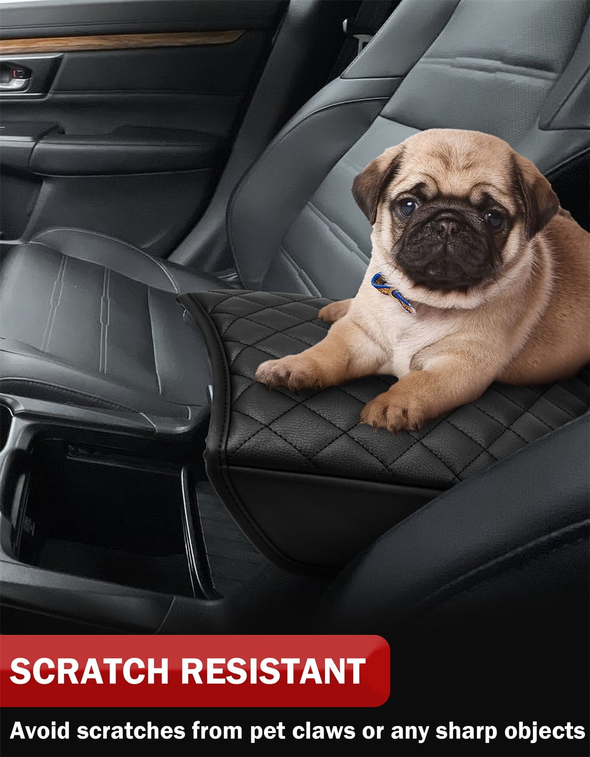 KBH Car Armrest Cover for Honda CRV Accessories 2017-2022, Leather Middle Console Lid Cushion Protector Interior Trim