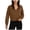 Brown, variant on Women's Cropped Half Zip Pullover Quarter Zipper Long Sleeve Sweatshirt for Casual Wear (White, S)