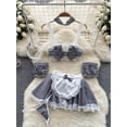 thumbnail image 2 of Maidservant Apron Dress Ladies Lace Sweet Erotic Three Pieces Sets Fashion Korean Style Plaid Cosplay Sexy Night Suits, 2 of 6