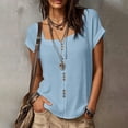 thumbnail image 4 of LIaqionyy Womens Cotton Linen Tops Lightweight Casual Loose Work Blouses Short Sleeve Summer Vacation Shirts, 4 of 8