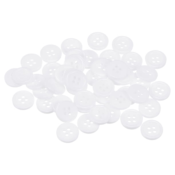 Uxcell 50Pcs 20L Botones de Costura 1/2" Redondos Planos de Resina de 4 Agujeros para Manualidades de Costura de Ropa DIY, Blanco
