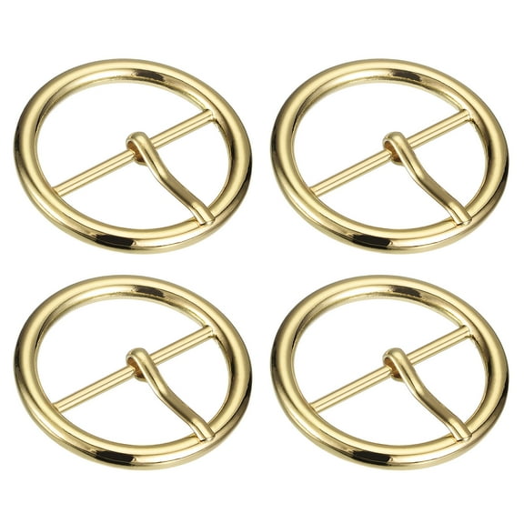Uxcell 4Pack 1.46" Single Prong Belt Buckle Round Center Bar Buckles for Leather Craft, Gold