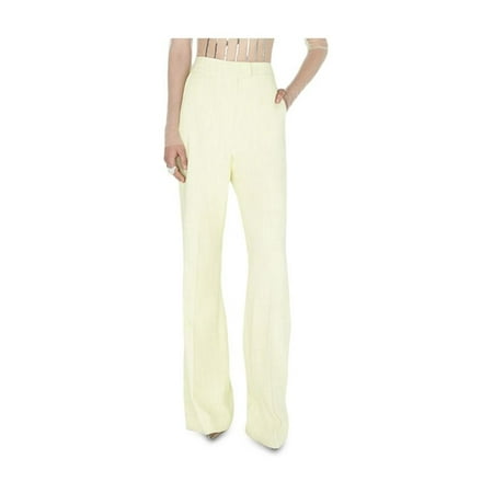 GALVAN LONDON Womens Yellow Zippered Pocketed Creased Legs Lined Wear To Work Flare Pants 4