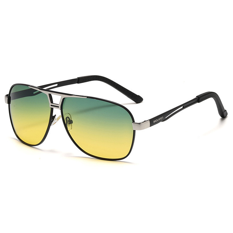 Vintage Polarized Sunglasses Stylish Metal UV Protective Double Bridge