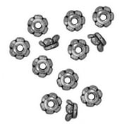 Rhodium Plated Pewter Scalloped Bead Caps 3.5mm (12)