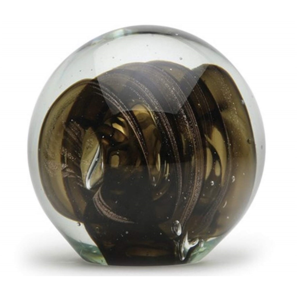 Smoky Quartz Glass Bubble Paperweight