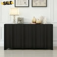 thumbnail image 2 of GZXS 59.7" 4-Door Storage Sideboard with Pine Veneer and Triangular Legs, Modern Buffet Cabinet with Intricate Linear Accents for Hallway, Living Room, Study (Black), 2 of 7