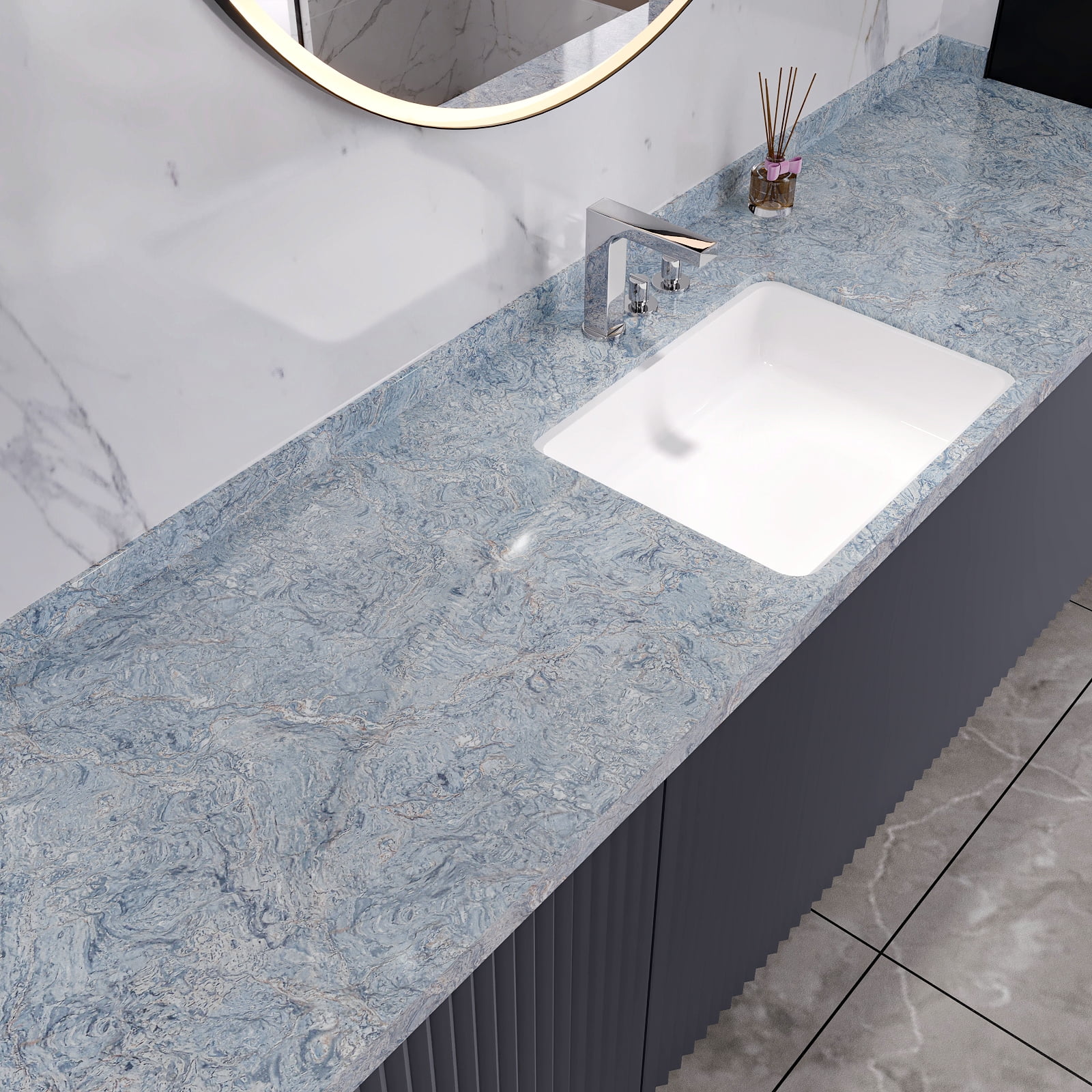 CHIHUT Blue Marble Contact Paper for Countertop Waterproof Peel and Stick Marble Wallpaper for Kitchen Self Adhesive Removable Paper Wall Paper Vinyl Wrap for Cabinets Bachsplash 17.7”x236”