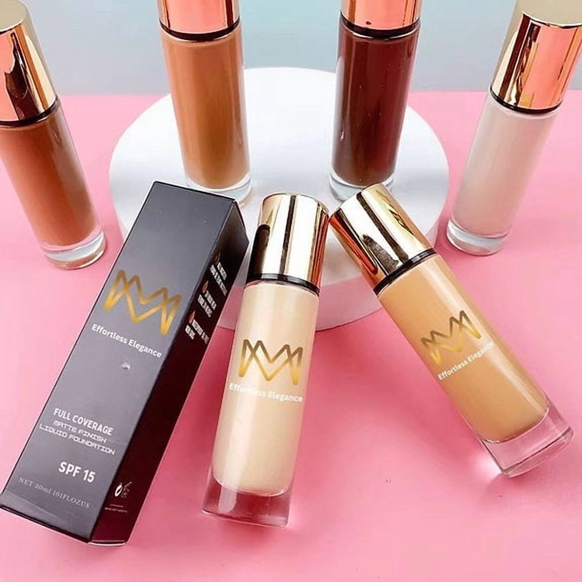 MM Effortless Elegance Liquid Foundation – Full Coverage Matte Finish Makeup, Long-Lasting, Oil Control & Flawless Skin