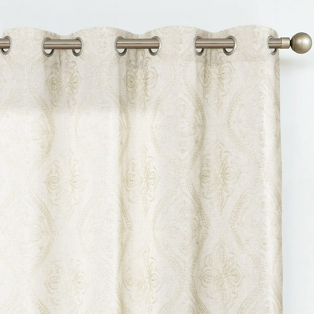Cortinas Jinchan Boho de lino para sala de estar, 2 paneles, 244 cm