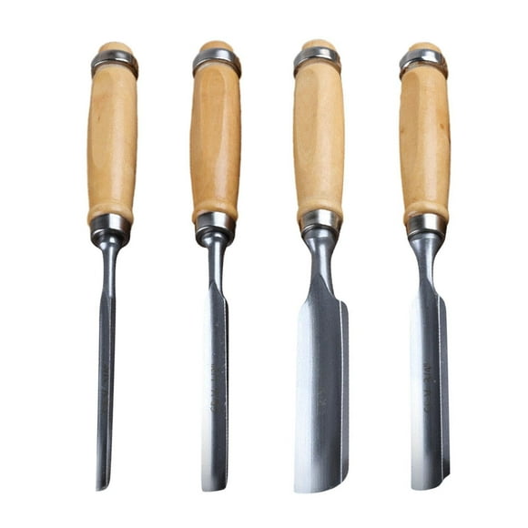 Woodworking Tools – 4-Piece Wood Carving Chisel Set with Ergonomic Handles for Carpenters and Beginners Portable and Durable Tool Kit
