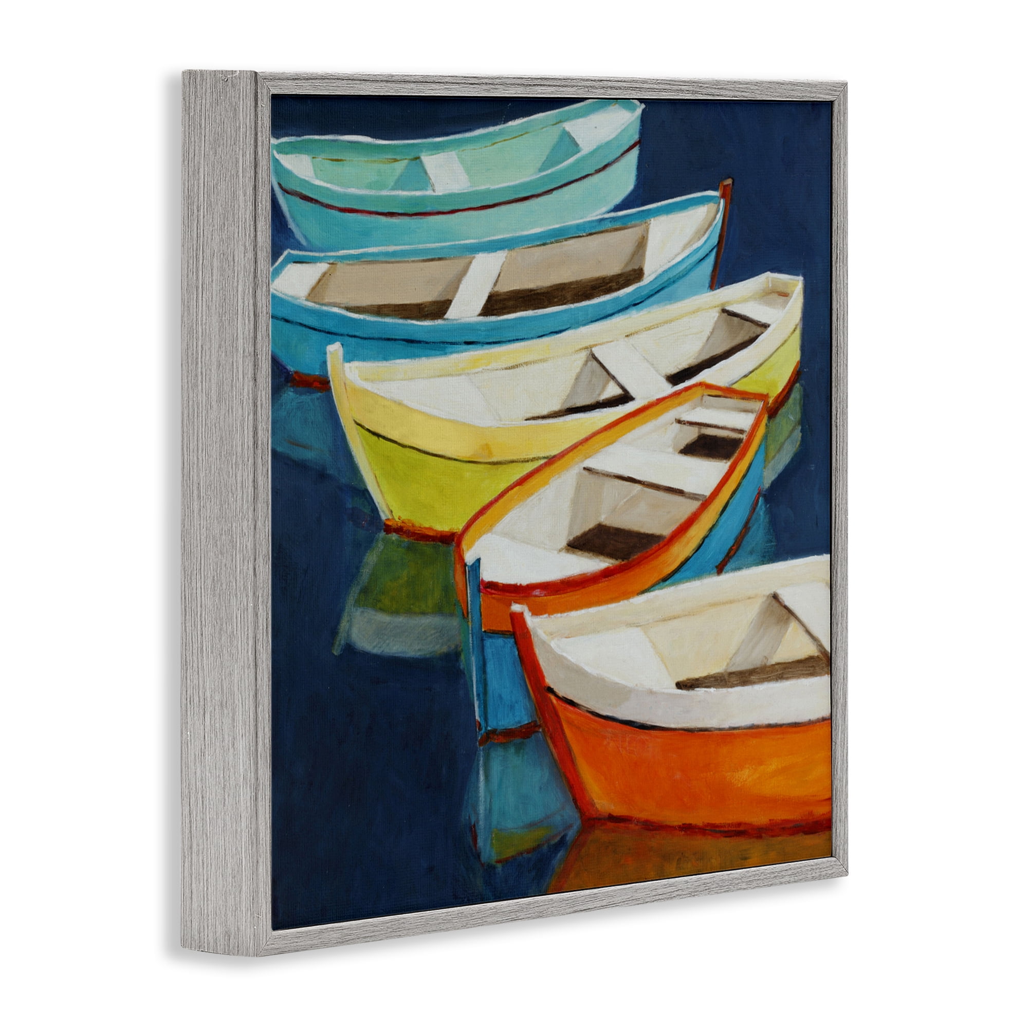 Stupell Industries Serene Rowboats in Summer Gray Framed Giclee Art, design by Lorenzo Collective