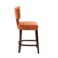 thumbnail image 5 of Hassch Linen Upholstered Bar Stools Set of 2, Mid Century Modern Counter Height Armless Chairs with Curved Backrest, Padded Seat, Copper Nail Trim & Solid Wood Legs, Farmhouse Style (Orange), 5 of 10