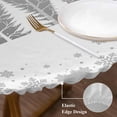 thumbnail image 3 of Grey Christmas Round Tablecloth, Fitted Table Cover with Elastic for 55"-60" Round Tables, Xmas Elk Tree Snowflake Forest Table Cloth Outdoor Indoor Dinning Party Waterproof Tablecloths, 3 of 7