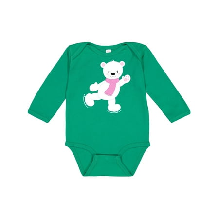 

Inktastic Cute Polar Bear White Bear Ice Skating Bear Gift Baby Boy or Baby Girl Long Sleeve Bodysuit