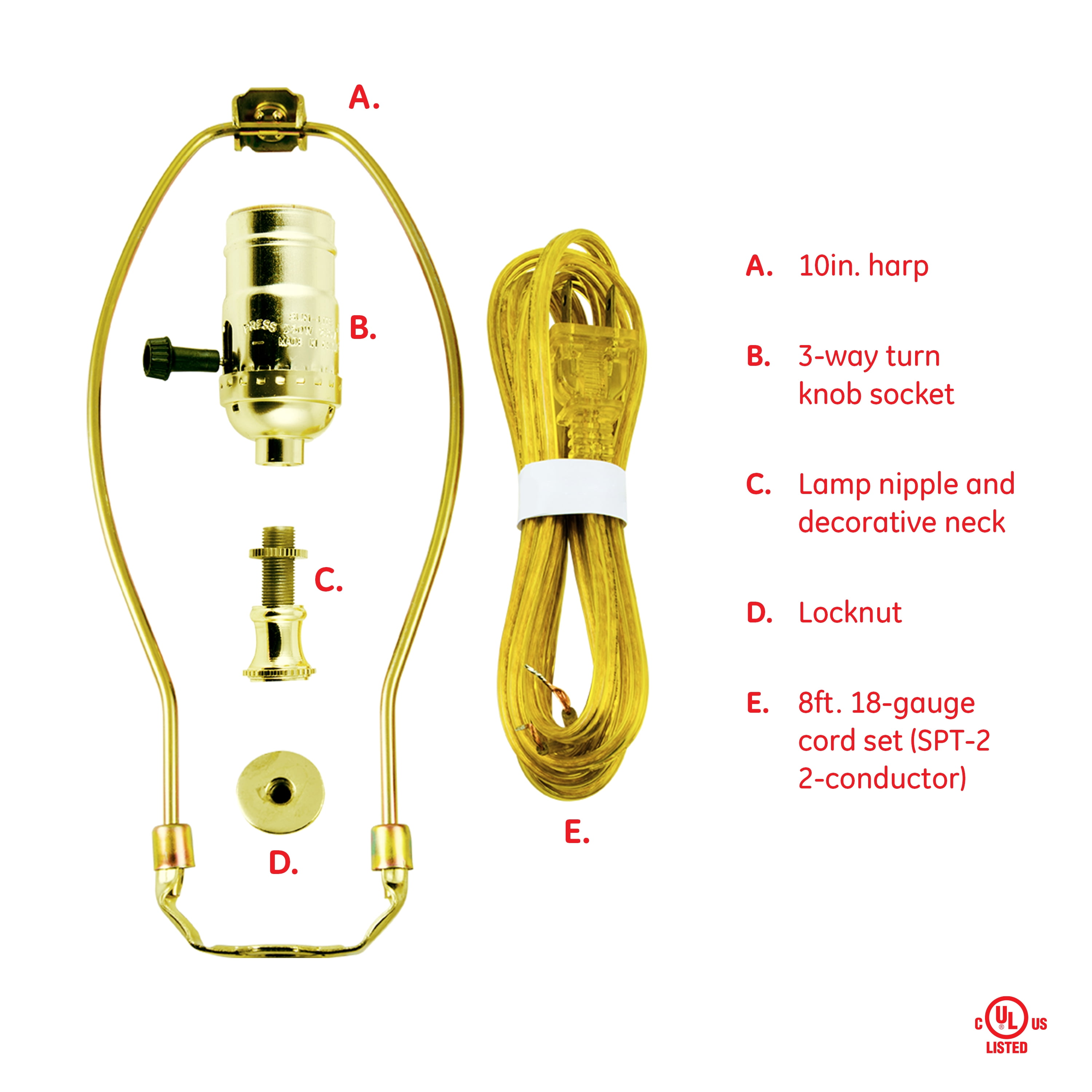 3-WAY SOCKET    TD-396 GOLD GOLD CORD LAMP PART KITS 