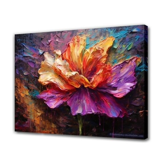 A Vibrant Flower In Purple And Red Hues Against A Brown Background Painting Canvas Poster Bedroom Decor Sports Landscape Office Room Decor Gift,Frame-style,16x24inch(40x60cm)