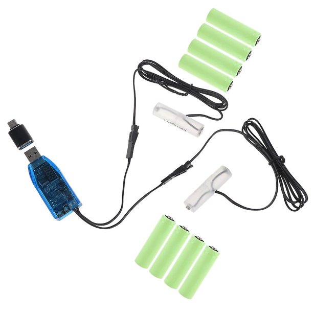 Fuente de alimentación de batería simulada 2 en 1 USB tipo C a 1-24v Aa/lr6 con cable de 110 cm