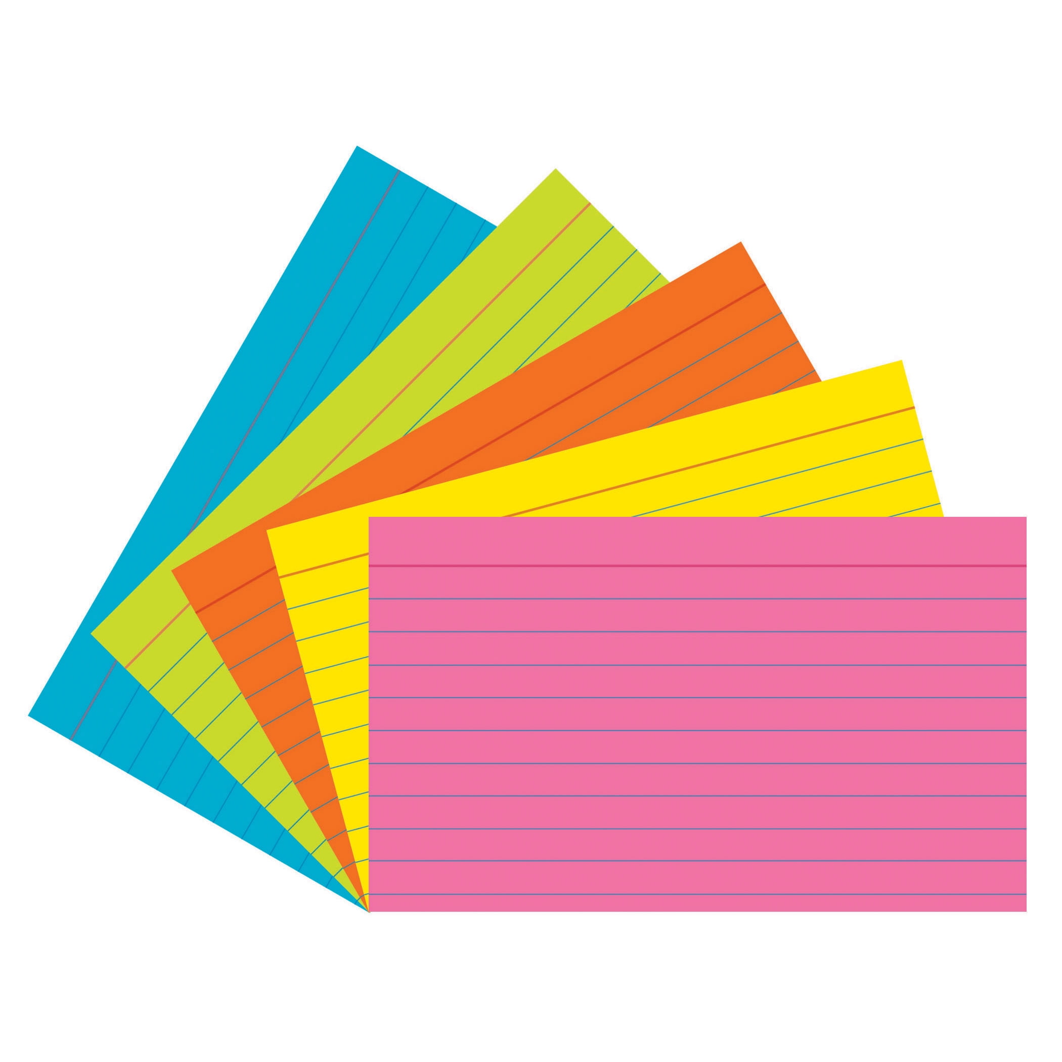 Pacon PAC1726-6 Super Bright Index Cards Ruled - 3 x 5 in. - Pack of 6