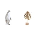 thumbnail image 1 of Figura de pingüino de resina y estatua de metal en forma de hoja, adorno artesanal coleccionable creativo para inauguración de la casa, mesa, bar, dor, 1 of 8