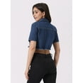 thumbnail image 4 of DARING DIVA Women's Collared Frayed Jean Denim Crop Jackets XL Blue, 4 of 6