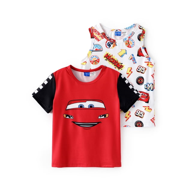 Disney Cars Rayo McQueen Set de 2 para niño: musculosa y remera