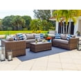 thumbnail image 3 of Tuscany 4 Piece XL Resin Wicker Outdoor Patio Conversation Sofa Set in Brown w/ Three-seat Sofa, Loveseat, Armchair, and Coffee Table (Half-Round Brown Wicker, Polyester Light Gray), 3 of 11