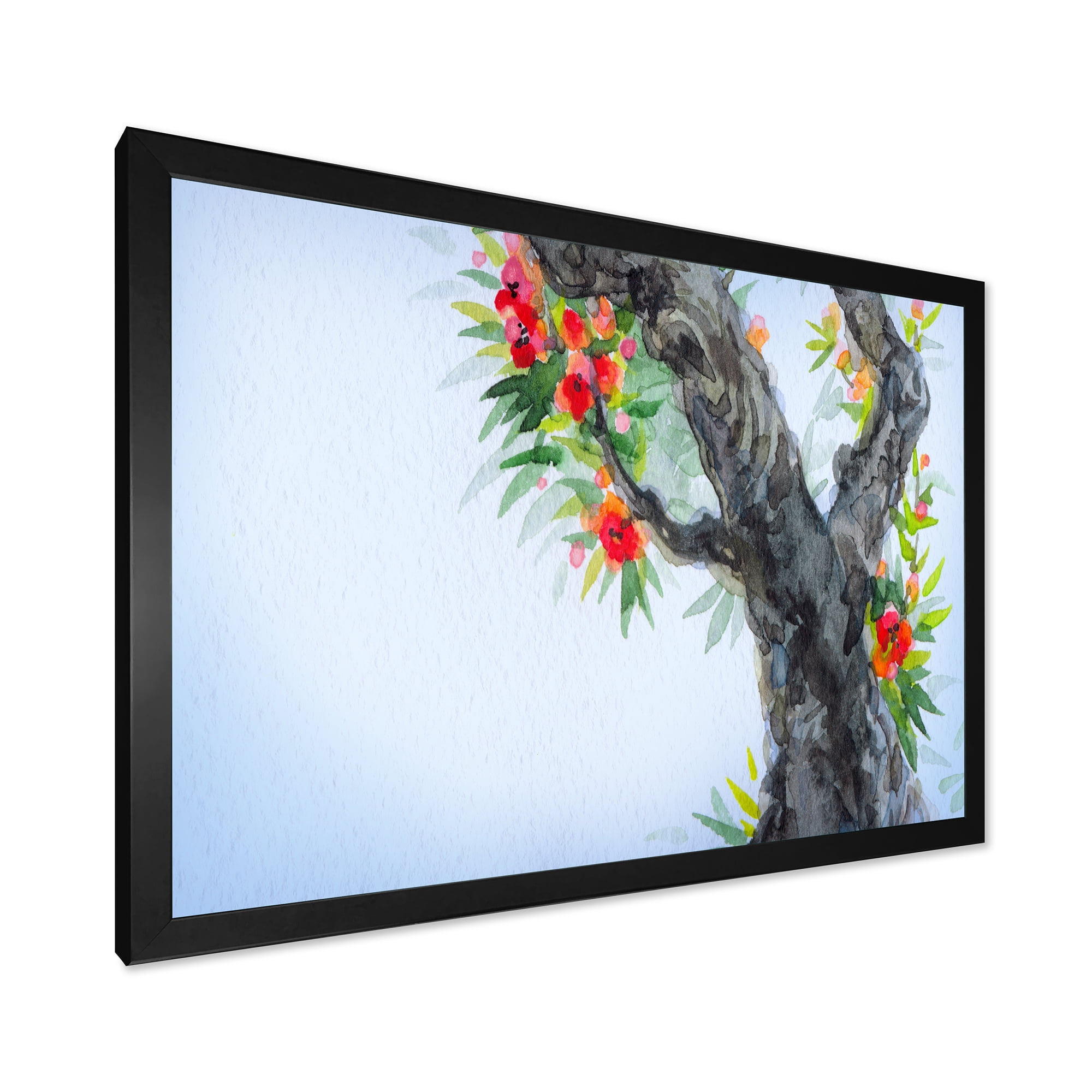 Blooming Flowers Of An Old Tree In Spring I 40 in x 30 in Framed Painting Canvas Art Print, by Designart