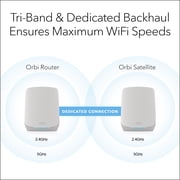 NETGEAR Orbi Whole Home Tri-Band WiFi 6 Mesh Network System (RBK753P) – Router with 2 Satellite Extenders – Security Features - Coverage up to 7,500 sq. ft., 75 Devices - AX5200 (Up to 5.2Gbps)