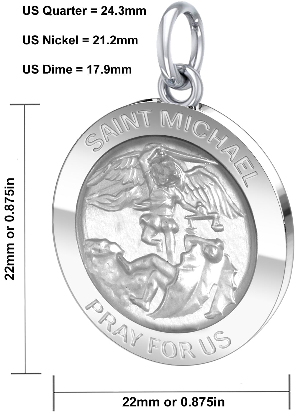 Ladies 925 Sterling Silver 22mm Saint Michael Round Pendant Rope Necklace,  1.4mm 20in - Walmart.com