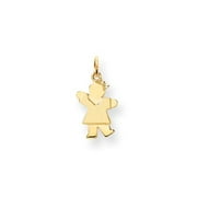 14k Yellow Gold Polished Mini Girl Charm (0.7in long x 0.4in wide)