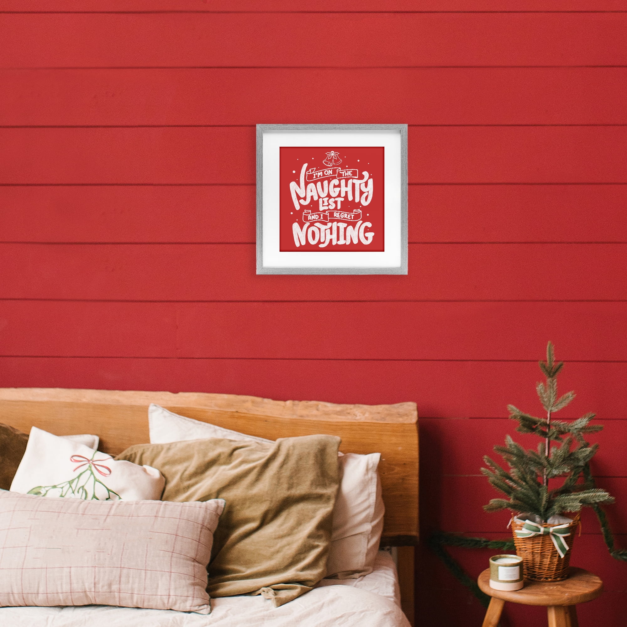 Stupell Industries Naughty List Regret Nothing Gray Framed Print Under Glass, design by Tobe Fonseca