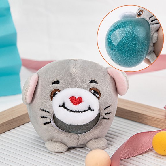 Herrnalise Toys Plush Cute Pet Decompression Vent Ball Toy Pinch Music Keychain Decompression Artifact Small Pendant 100ml